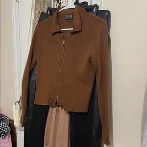 Brown Women's Ribbed Blazer